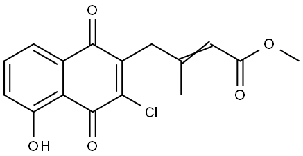 2-丁烯酸-4-(3-氯-1,4-二氢-5-羟基-1,4-二氧代-2-萘基)-3-甲基甲酯 结构式