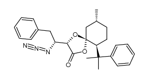 3-(1-叠氮基-2-苯乙基)-9-甲基-6-(1-甲基-1-苯乙基)-1,4-二氧杂螺[4.5]癸烷-2-酮 结构式