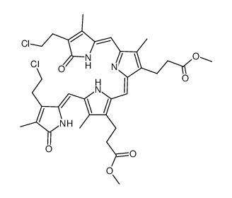 21H-Biline-8,12-dipropanoic acid, 3,18-bis(2-chloroethyl)-1,19,22,24-tetrahydro-2,7,13,17-tetramethyl-1,19-dioxo-, dimethyl ester (9CI) 结构式