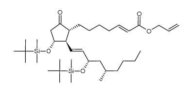 2-Heptenoic acid, 7-[(1R,2R,3R)-3-[[(1,1-dimethylethyl)dimethylsilyl]oxy]-2-[(1E,3S,5S)-3-[[(1,1-dimethylethyl)dimethylsilyl]oxy]-5-methyl-1-nonenyl]-5-oxocyclopentyl]-, 2-propen-1-yl ester, (2E)- 结构式