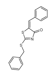 4(5H)-Thiazolone, 5-(phenylmethylene)-2-[(phenylmethyl)thio]- 结构式