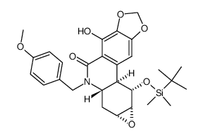 1,3-Dioxolo[4,5-j]oxireno[b]phenanthridin-5(6H)-one, 9-[[(1,1-dimethylethyl)dimethylsilyl]oxy]-6a,7,7a,8a,9,9a-hexahydro-4-hydroxy-6-[(4-methoxyphenyl)methyl]-, (6aS,7aR,8aR,9S,9aR)- 结构式