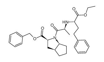 2-[N-[(S)-1-乙氧羰基-3-苯基丙基]-L-丙氨酰基]-(1S,3S,5S)-2-氮杂双环[3.3.0]辛烷-3-羧酸苄酯 结构式