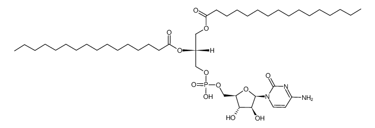 2(1H)-Pyrimidinone, 4-amino-1-[5-O-[[2,3-bis[(1-oxohexadecyl)oxy]propoxy]hydroxyphosphinyl]-β-D-arabinofuranosyl]-, (R)- (9CI) 结构式