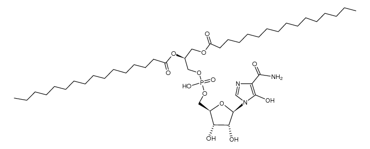 1H-Imidazole-4-carboxamide, 1-[5-O-[[2,3-bis[(1-oxohexadecyl)oxy]propoxy]hydroxyphosphinyl]-β-D-ribofuranosyl]-5-hydroxy-, (R)- (9CI) 结构式