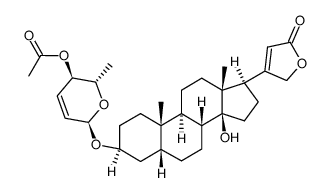 3-[(4-O-乙酰基-2,3,6-三脱氧-L-赤式-己-2-烯吡喃糖基)氧基]-14-羟基-心甾-20(22)-烯内酯 (3β,5β)- 结构式