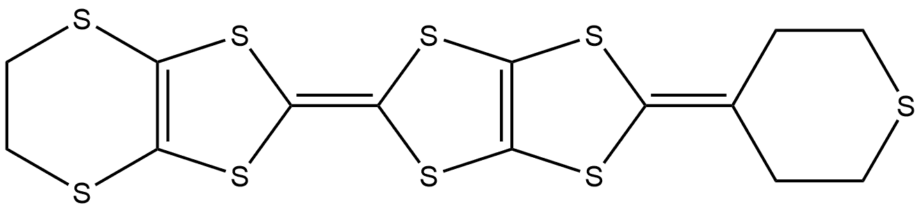 1,3-二硫杂环戊并[4,5-b][1,4]二硫杂环己二烯,5,6-二氢-2-[5-(四氢-4H-噻喃-4-亚基)[1,3]二硫杂环戊并[4,5-d]-1,3-二硫杂环戊烯-2-亚基]- 结构式