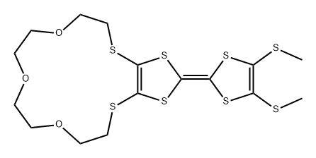 2-[4,5-双(甲硫基)-1,3-二硫杂环戊二烯-2-亚基]-5,6,8,9,11,12,14,15-八氢-1,3-二硫杂环戊并[4,5-k][1,4,7,10,13]三氧杂二硫杂环十五碳环 结构式