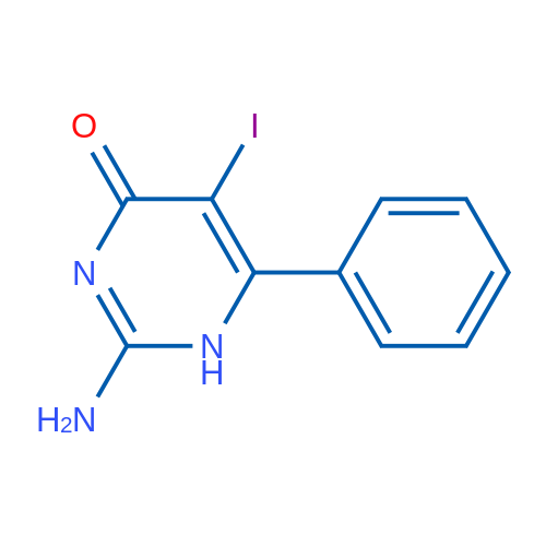 2-氨基-5-碘-6-苯基-4(1H)-嘧啶酮 结构式