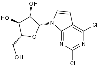 7-(β-D-阿拉伯呋喃糖基)-2,4-二氯-7H-吡咯并[2,3-d]嘧啶 结构式