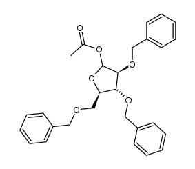 D-Arabinofuranose, 2,3,5-tris-O-(phenylmethyl)-, 1-acetate 结构式