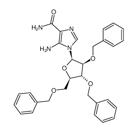 1H-Imidazole-4-carboxamide, 5-amino-1-[2,3,5-tris-O-(phenylmethyl)-β-D-arabinofuranosyl]- 结构式