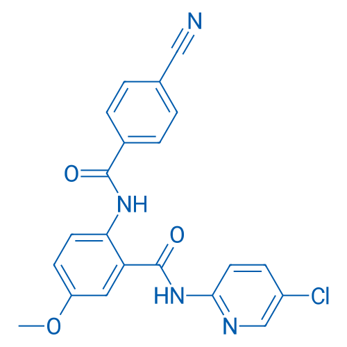 N-(5-氯吡啶-2-基)-2-(4-氰基苯甲酰胺)-5-甲氧基苯甲酰胺 结构式