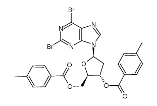 9H-Purine, 2,6-dibromo-9-[2-deoxy-3,5-bis-O-(4-methylbenzoyl)-β-D-erythro-pentofuranosyl]- 结构式