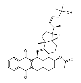Phthalazino[2,3-b]phthalazine-5,14-dione, 9-(acetyloxy)-7,8,9,10,11,12-hexahydro-7-[[octahydro-1-(5-hydroxy-1,5-dimethyl-2-hexenyl)-7a-methyl-4H-inden-4-ylidene]methyl]-, [1R-[1α(1R*,2Z),3aβ,4E(7S*,9S*),7aα]]- (9CI) 结构式