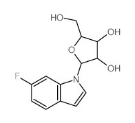 6-氟-1-(β-D-核糖呋喃糖基)-1H-吲哚 结构式