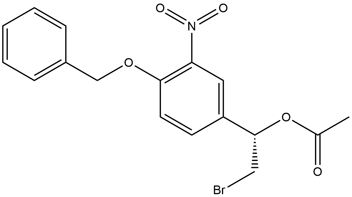(αS)-α-(溴甲基)-3-硝基-4-(苯基甲氧基)苯甲醇 1-乙酸酯 结构式
