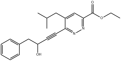 3-哒嗪甲酸-6-(3-羟基-4-苯基-1-丁炔-1-基)-5-(2-甲基丙基)乙酯 结构式