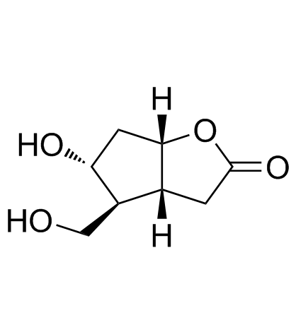 (-)-6beta-羟甲基-7alpha-羟基-顺式-2-氧杂双环[3.3.0]辛-3-酮 结构式