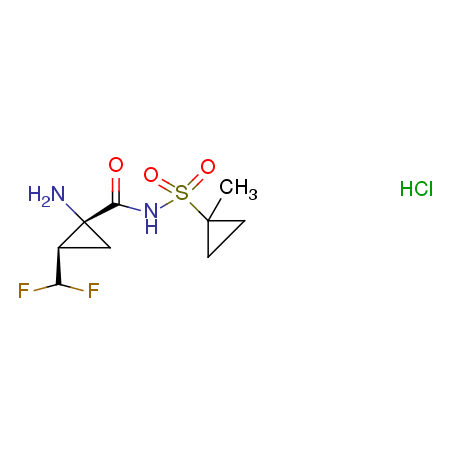 (1R,2R)-1-氨基-2-(二氟甲基)-N-[(1-甲基环丙基)磺酰基]环丙烷甲酰胺盐酸盐 结构式