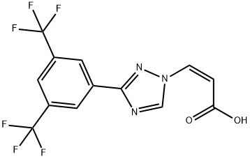 (Z)-3-(3-(3,5-双(三氟甲基)苯基)-1H-1,2,4-三唑-1-基)丙烯酸 结构式