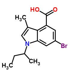 6-溴-3-甲基-1-(1-甲基丙基)-1H-吲哚-4-羧酸 结构式