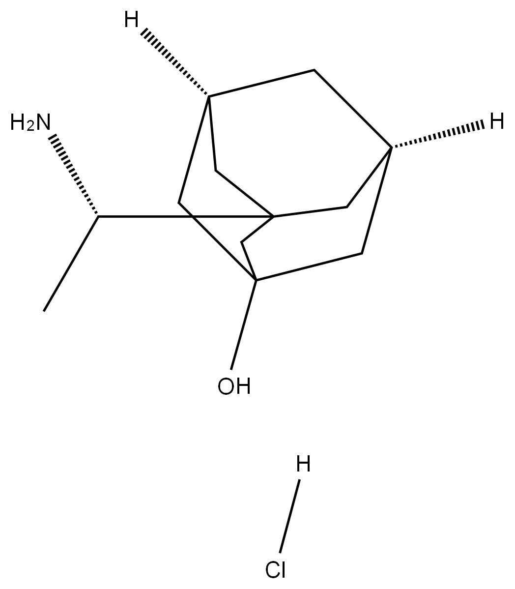 (1s,3r,5R,7S)-3-(1-aminoethyl)adamantan-1-ol hydrochloride 结构式
