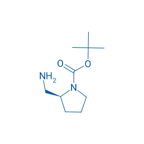 (S)-1-N-叔丁氧羰基-2-(氨基甲基)吡咯烷 结构式