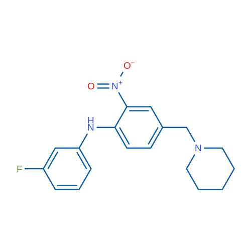 N-(3-氟苯基)-2-硝基-4-(1-哌啶基甲基)苯胺 结构式