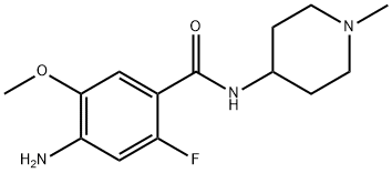 4-氨基-2-氟-5-甲氧基-N-(1-甲基-4-哌啶基)苯甲酰胺 结构式