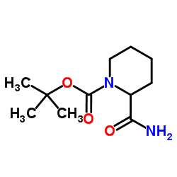 1-叔丁氧羰基-2-哌啶甲酰胺 结构式