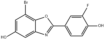 7-溴-2-(3-氟-4-羟基苯基)-1,3-苯并恶唑-5-醇 结构式