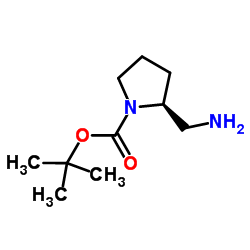 (S)-1-N-叔丁氧羰基-2-(氨基乙基)吡咯烷 结构式