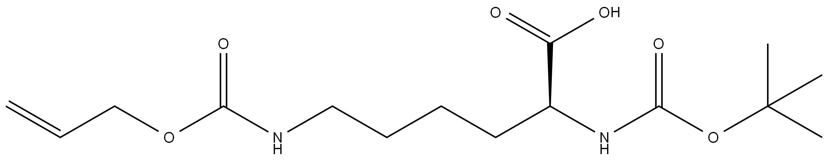 N6-((烯丙氧基)羰基)-N2-(叔丁氧羰基)-L-赖氨酸 结构式