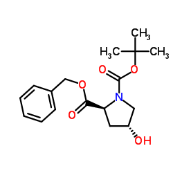 N-(叔丁氧羰基)-4-羟基脯氨酸苄酯 结构式