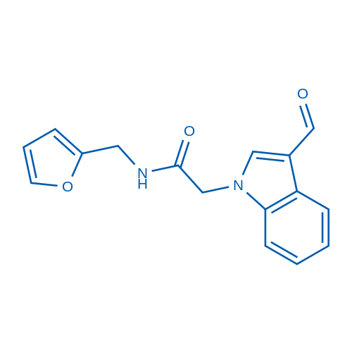 2-(3-甲酰基-1H-吲哚-1-基)-N-(呋喃-2-基甲基)乙酰胺 结构式