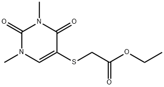 Acetic acid, 2-[(1,2,3,4-tetrahydro-1,3-dimethyl-2,4-dioxo-5-pyrimidinyl)thio]-, ethyl ester 结构式
