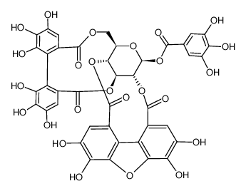 b-D-Glucopyranose, cyclic3,6-[(1R)-4,4',5,5',6,6'-hexahydroxy[1,1'-biphenyl]-2,2'-dicarboxylate] cyclic2,4-(3,4,6,7-tetrahydroxy-1,9-dibenzofurandicarboxylate) 1-(3,4,5-trihydroxybenzoate)(9CI) 结构式