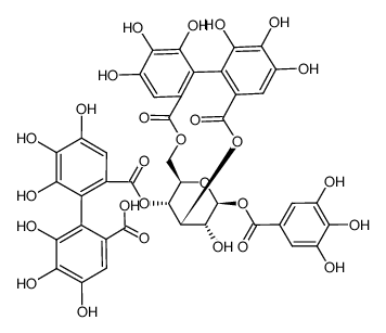 b-D-Glucopyranose, cyclic3,6-[(1S)-4,4',5,5',6,6'-hexahydroxy[1,1'-biphenyl]-2,2'-dicarboxylate]4-[hydrogen (1S)-4,4',5,5',6,6'-hexahydroxy[1,1'-biphenyl]-2,2'-dicarboxylate] 1-(3,4,5-trihydroxybenzoate)(9CI) 结构式