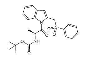 (S)-tert-butyl 1-oxo-1-(2-(phenylsulfonymethyl)-1H-indol-1-yl)propan-2-ylcarbamate 结构式