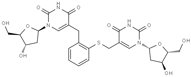 Thymidine, 3'-O-dephosphinicothymidylyl-1,2-phenylenethio-(α→α)- 结构式