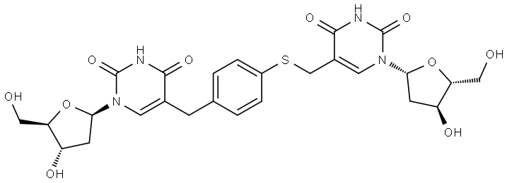Thymidine, 3'-O-dephosphinicothymidylyl-1,4-phenylenethio-(α→α)- 结构式