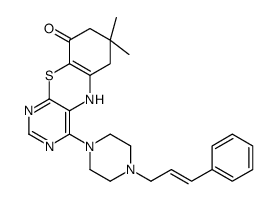 5H-Pyrimido[4,5-b][1,4]benzothiazin-9(6H)-one, 7,8-dihydro-7,7-dimethyl-4-[4-(3-phenyl-2-propen-1-yl)-1-piperazinyl]- 结构式
