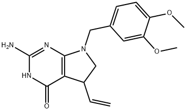 4H-Pyrrolo[2,3-d]pyrimidin-4-one, 2-amino-7-[(3,4-dimethoxyphenyl)methyl]-5-ethenyl-3,5,6,7-tetrahydro- 结构式