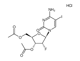 3',5'-二-O-乙酰基-2'-脱氧-2'-氟-5-碘胞嘧啶盐酸盐 结构式