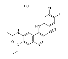 N-[4-(3-氯-4-氟苯胺基)-3-氰基-7-乙氧基喹啉-6-基]乙酰胺盐酸盐 结构式
