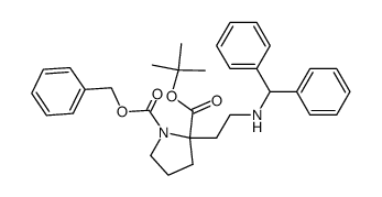 2-[2-(二苯甲氨基)乙基]-1-苄氧羰基脯氨酸叔丁酯 结构式