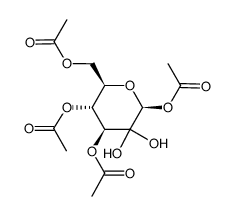 1,3,4,6-四-O-乙酰基-β-D-阿拉伯己吡喃糖-2-酮一水合物 结构式