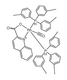(2-quinaldinate)(carbonyl)(P(3-CH3-C5H4)3)2rhodium(I) 结构式