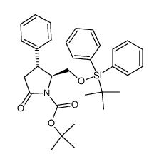 4S,5S-1-叔丁氧羰基-5-叔丁基二苯基硅氧甲基-4-苯基吡咯烷-2-酮 结构式